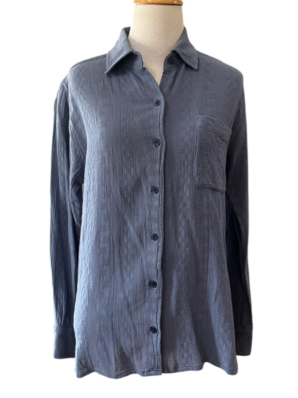 THE TERRITORY AHEAD LONG SLEEVE COTTON BUTTON DOWN SHIRT BLUE SIZE SMALL